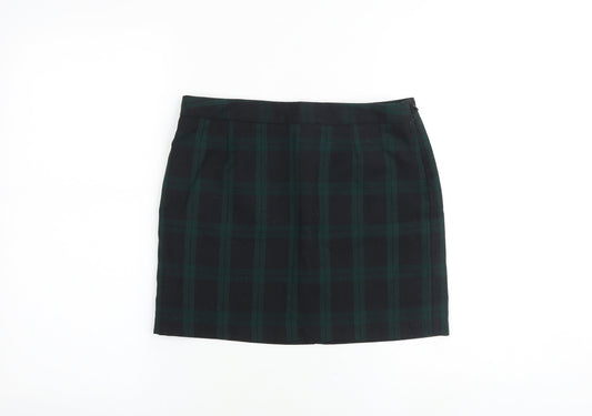 Gap Womens Green Plaid Polyester Mini Skirt Size 30 in Zip