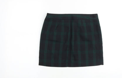 Gap Womens Green Plaid Polyester Mini Skirt Size 30 in Zip