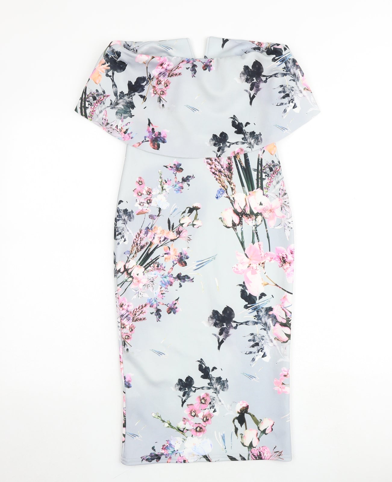 PRETTYLITTLETHING Womens Multicoloured Fair Isle Polyester Bodycon Size 6 Off the Shoulder Pullover