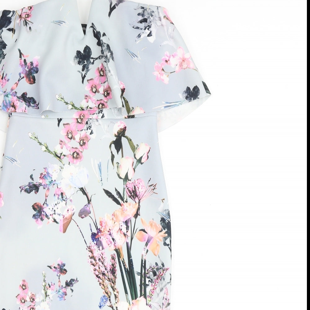 PRETTYLITTLETHING Womens Multicoloured Fair Isle Polyester Bodycon Size 6 Off the Shoulder Pullover