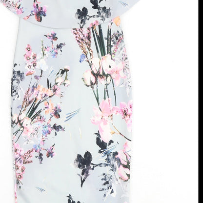 PRETTYLITTLETHING Womens Multicoloured Fair Isle Polyester Bodycon Size 6 Off the Shoulder Pullover