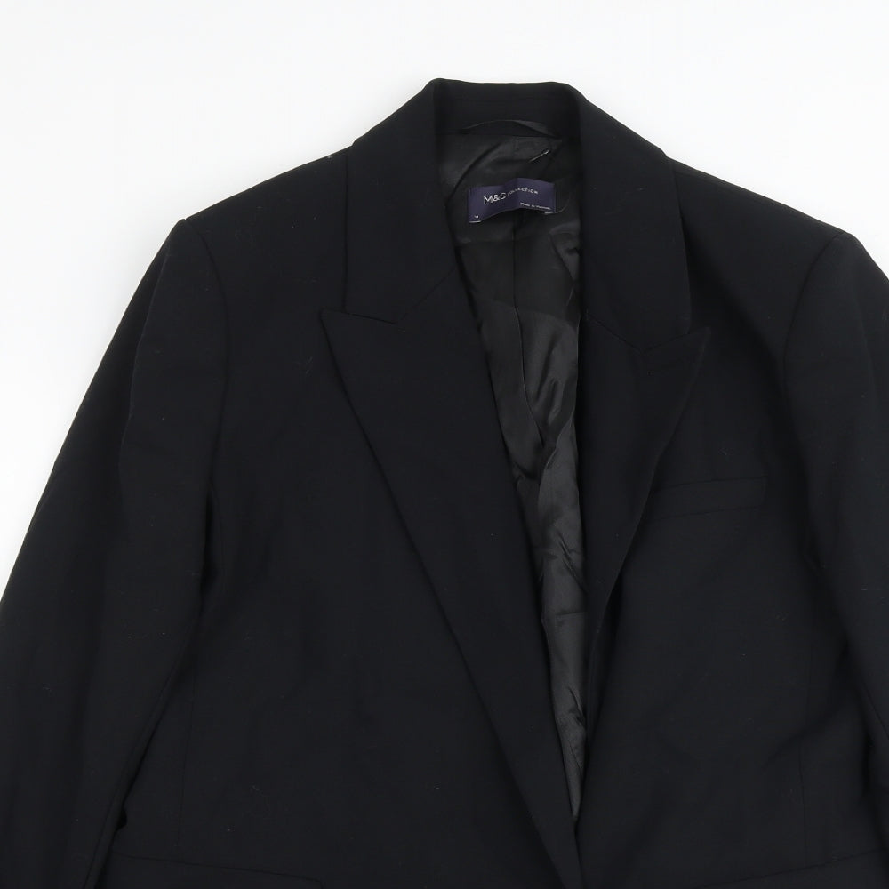 Marks and Spencer Womens Black Polyester Jacket Suit Jacket Size 14