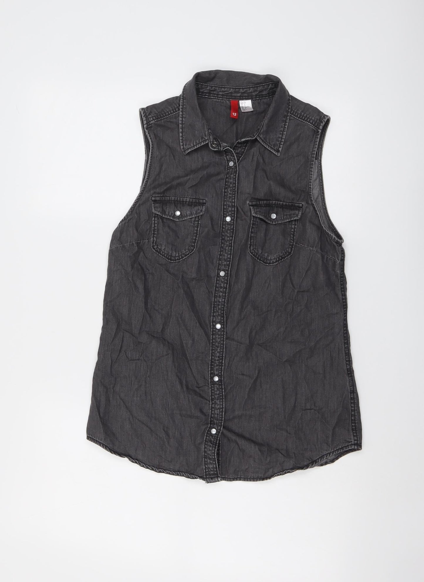 Womens UK Size 10 H&M Grey Basic Button-Up
