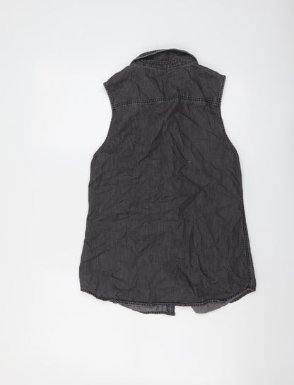 Womens UK Size 10 H&M Grey Basic Button-Up