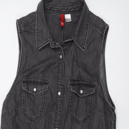 Womens UK Size 10 H&M Grey Basic Button-Up