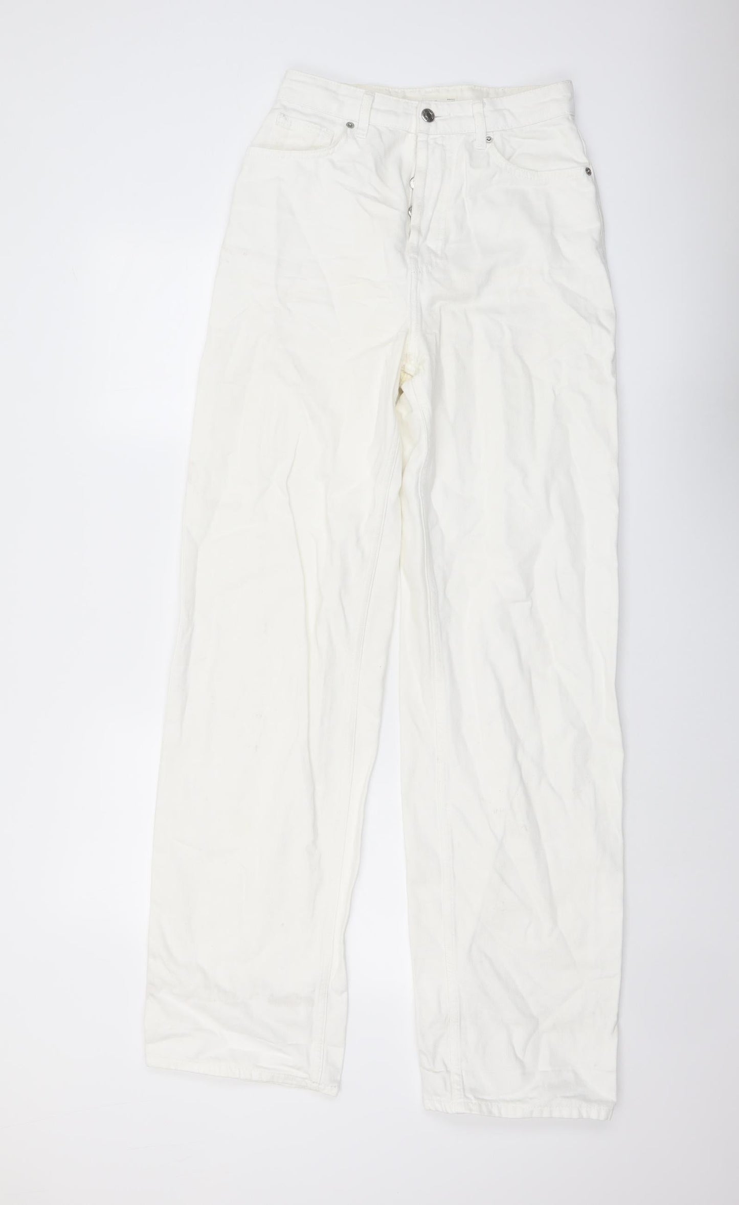 Topshop Womens Ivory Cotton Straight Jeans Size 26 in L33 in Regular Button