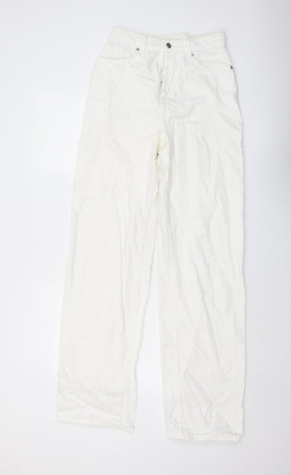 Topshop Womens Ivory Cotton Straight Jeans Size 26 in L33 in Regular Button