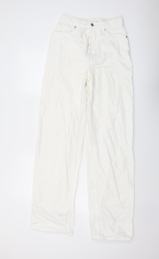 Topshop Womens Ivory Cotton Straight Jeans Size 26 in L33 in Regular Button