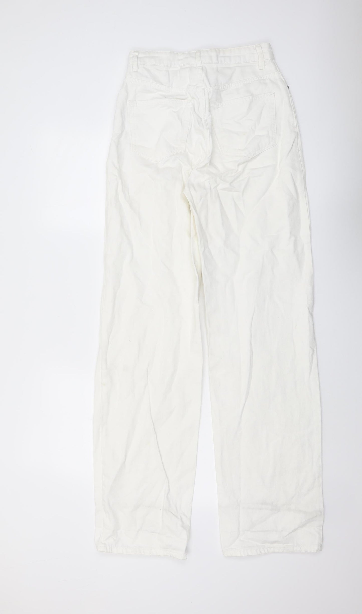Topshop Womens Ivory Cotton Straight Jeans Size 26 in L33 in Regular Button