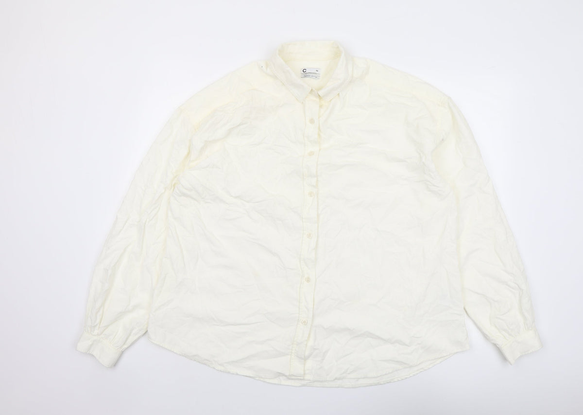 Cubus Womens Ivory Cotton Basic Button-Up Size 16 Collared