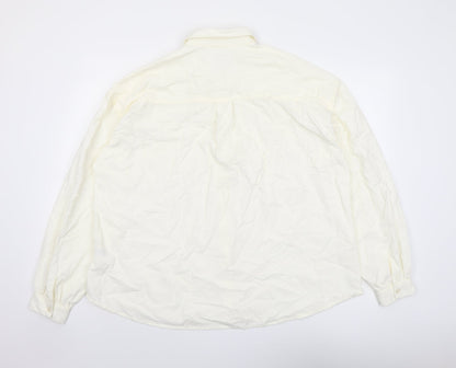 Cubus Womens Ivory Cotton Basic Button-Up Size 16 Collared