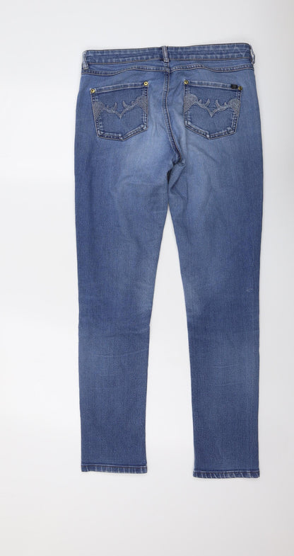 Oasis Womens Blue Cotton Skinny Jeans Size 30 in L30 in Regular Button