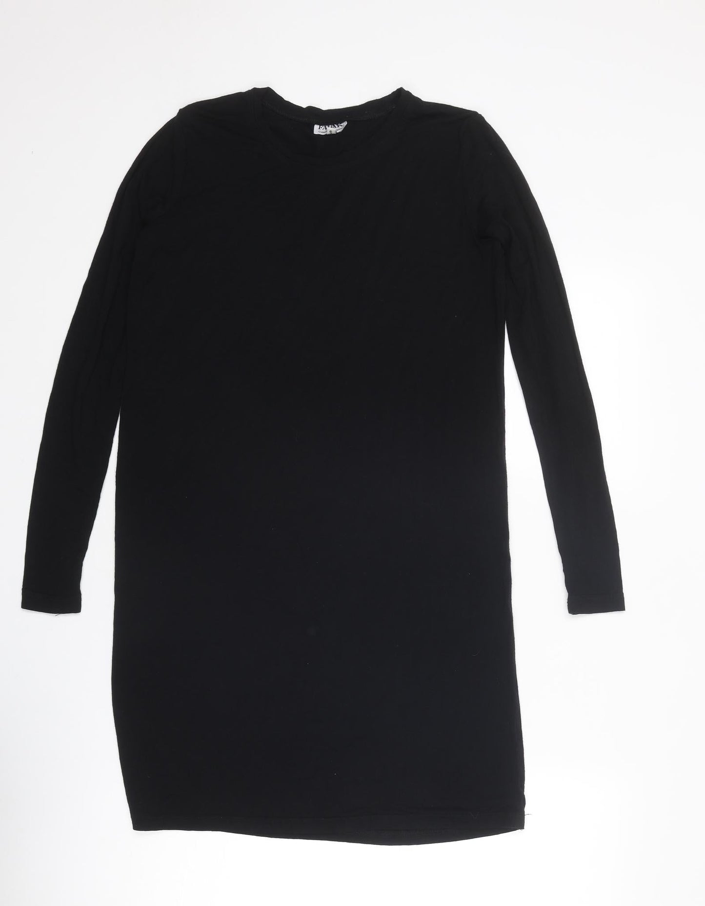 FADAK Womens Black Viscose Jumper Dress Size S Round Neck Pullover