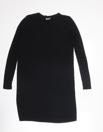 FADAK Womens Black Viscose Jumper Dress Size S Round Neck Pullover