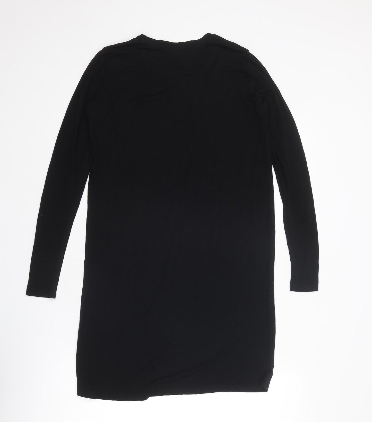 FADAK Womens Black Viscose Jumper Dress Size S Round Neck Pullover