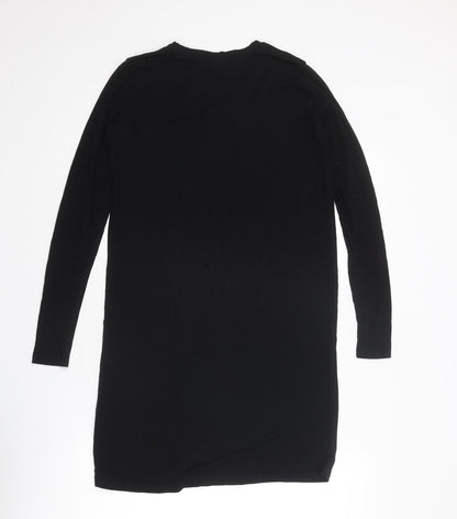 FADAK Womens Black Viscose Jumper Dress Size S Round Neck Pullover