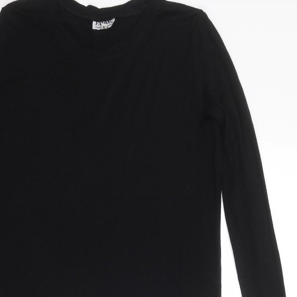 FADAK Womens Black Viscose Jumper Dress Size S Round Neck Pullover