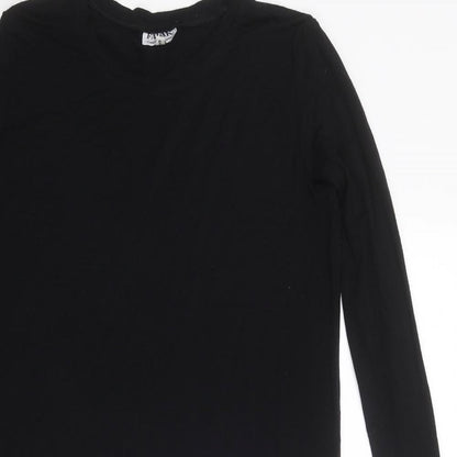 FADAK Womens Black Viscose Jumper Dress Size S Round Neck Pullover