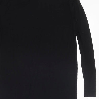 FADAK Womens Black Viscose Jumper Dress Size S Round Neck Pullover