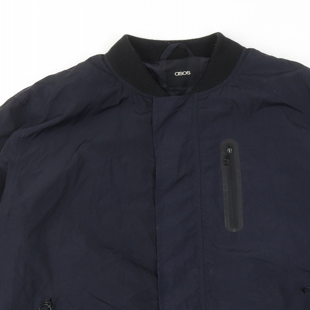ASOS Mens Blue Bomber Jacket Jacket Size L Zip