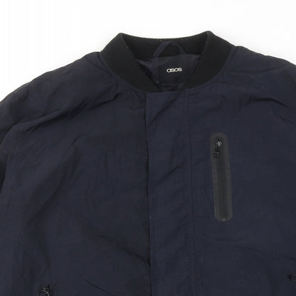 ASOS Mens Blue Bomber Jacket Jacket Size L Zip