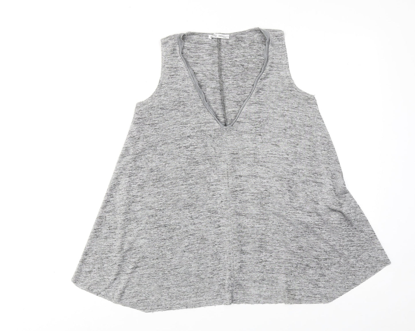 Womens UK Size S Zara Grey Basic Tank
