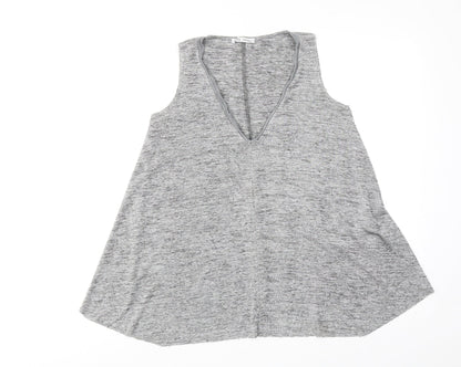 Womens UK Size S Zara Grey Basic Tank