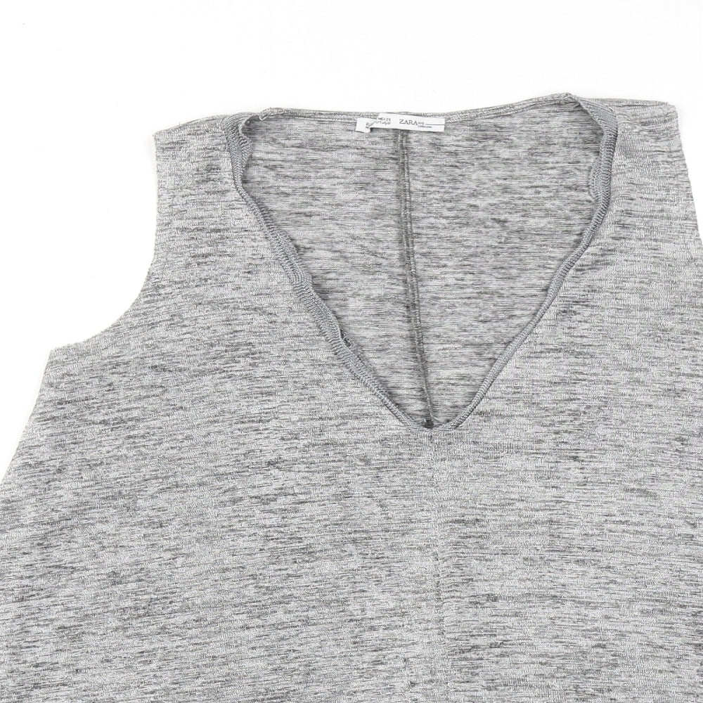 Womens UK Size S Zara Grey Basic Tank