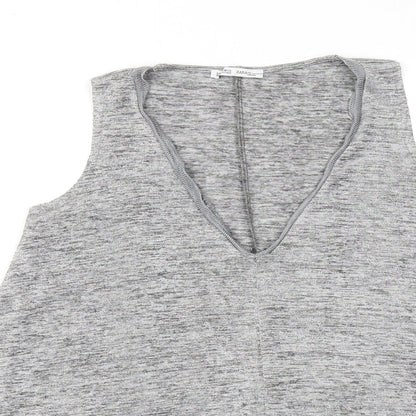 Womens UK Size S Zara Grey Basic Tank