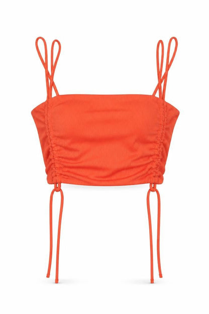 Mattelsa Dreamers Womens Orange Polyester Cropped Tank Size L Square Neck