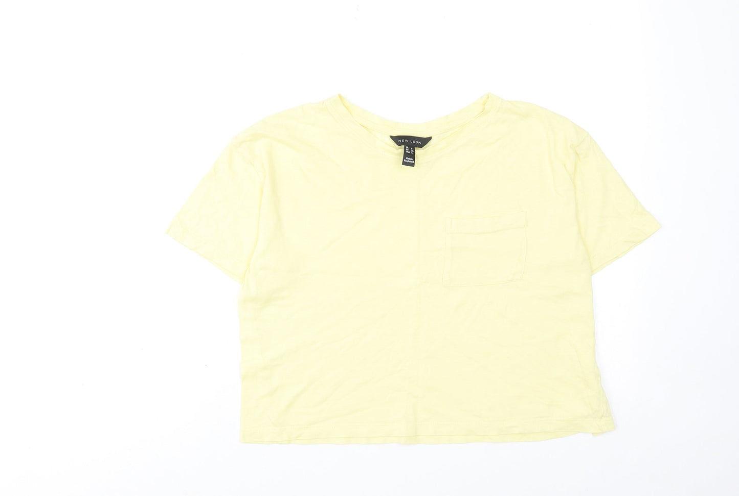 Womens UK Size 8 New Look Yellow Basic T-Shirt
