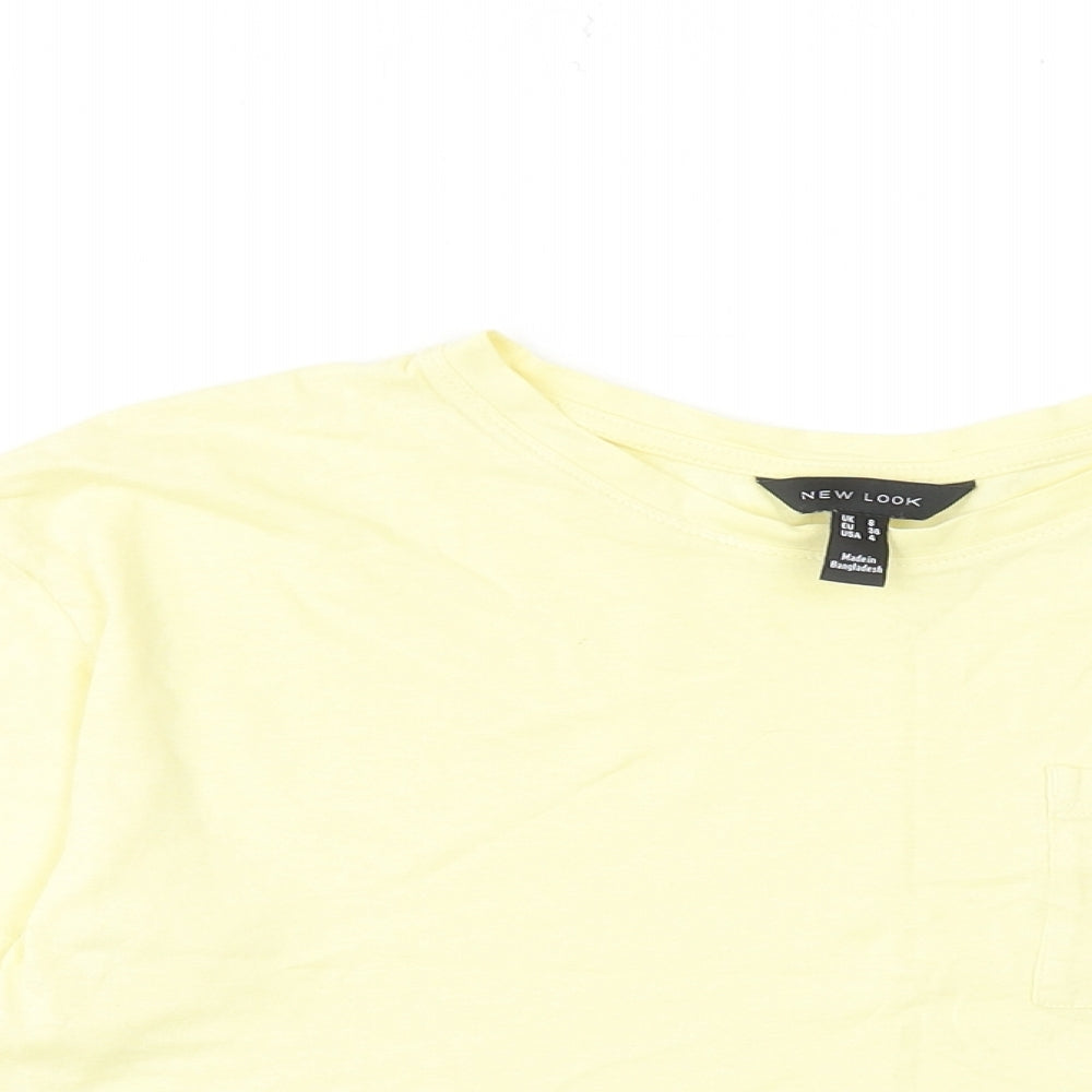 Womens UK Size 8 New Look Yellow Basic T-Shirt
