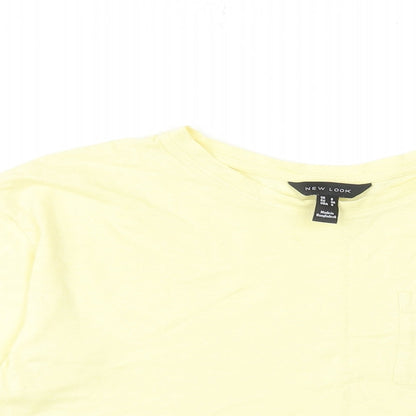 Womens UK Size 8 New Look Yellow Basic T-Shirt