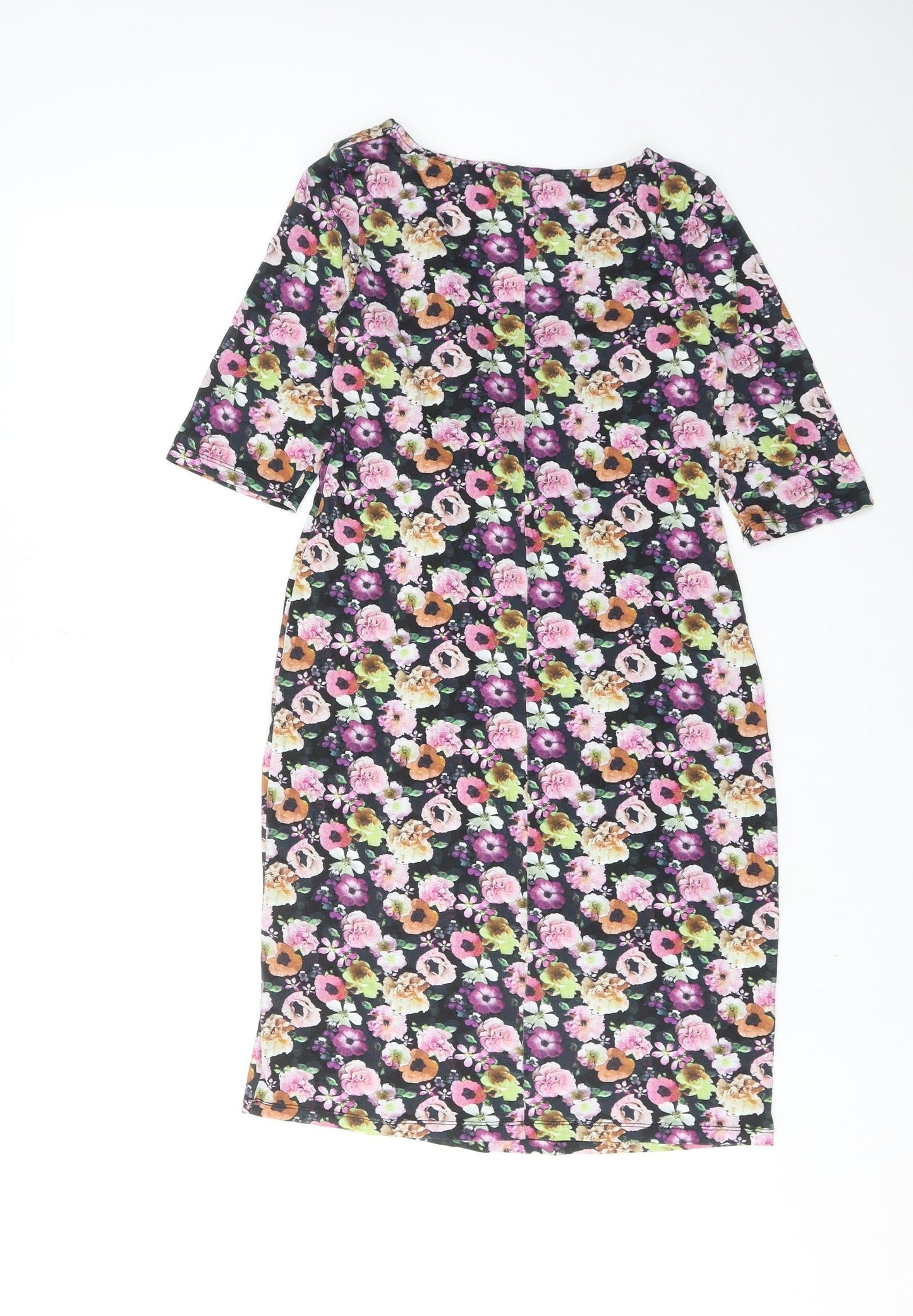 H&M Womens Multicoloured Floral Viscose A-Line Size S V-Neck Pullover
