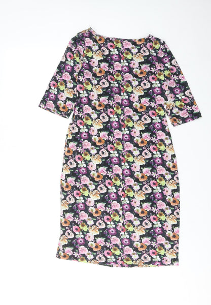 H&M Womens Multicoloured Floral Viscose A-Line Size S V-Neck Pullover