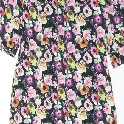 H&M Womens Multicoloured Floral Viscose A-Line Size S V-Neck Pullover