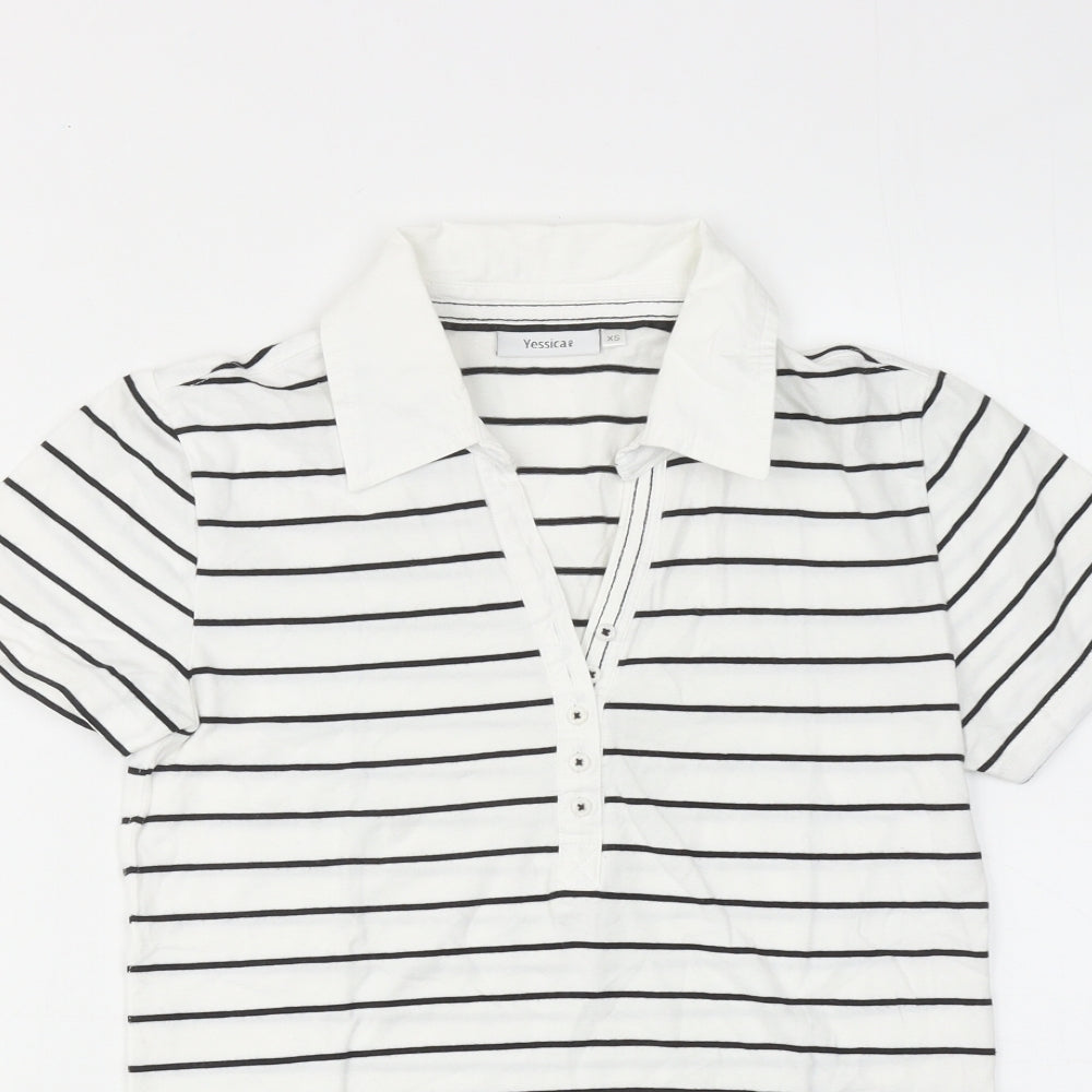 Womens UK Size XS Yessica White Basic Polo