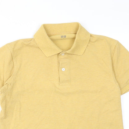 Uniqlo Mens Yellow Cotton Polo Size S Collared Button