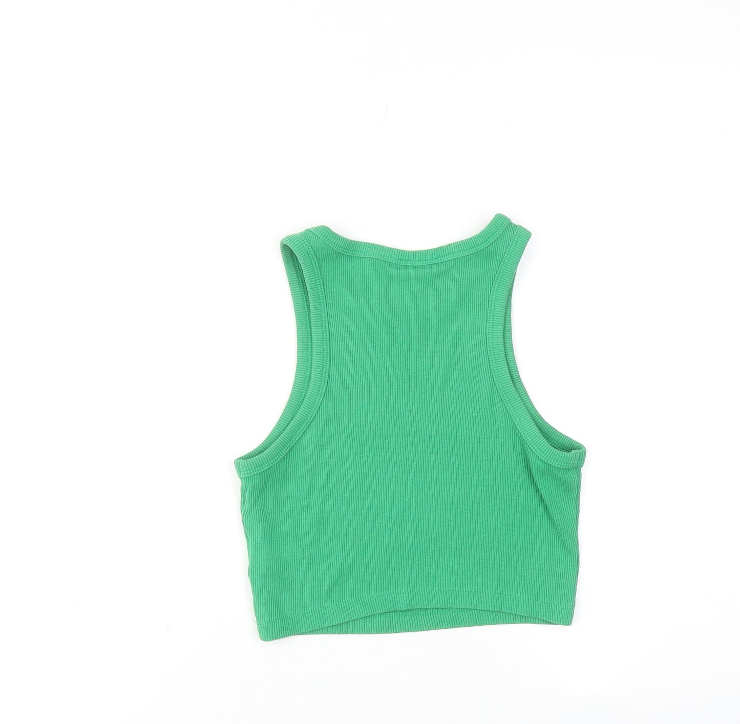 Womens UK Size XS H&M Green Cropped Tank