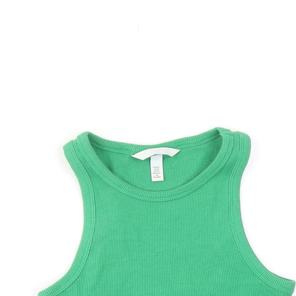Womens UK Size XS H&M Green Cropped Tank