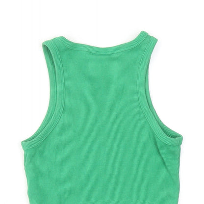 Womens UK Size XS H&M Green Cropped Tank