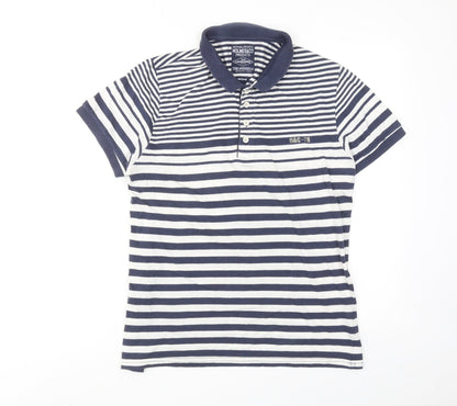 Holmes Mens Blue Striped Cotton Polo Size M Collared Button