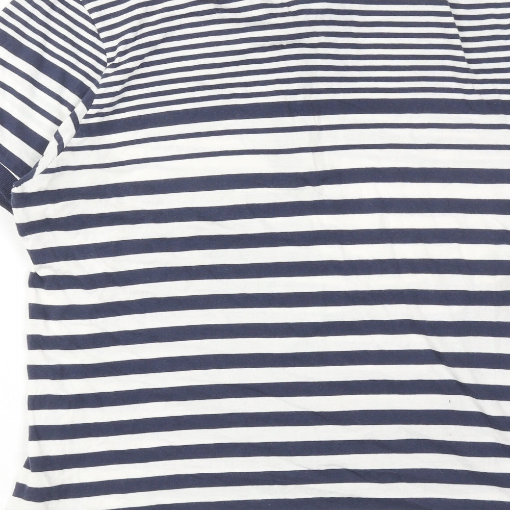 Holmes Mens Blue Striped Cotton Polo Size M Collared Button