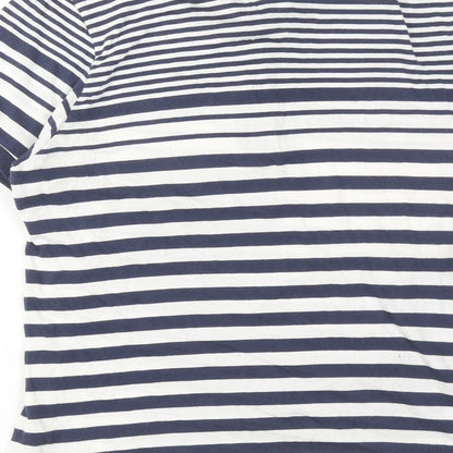 Holmes Mens Blue Striped Cotton Polo Size M Collared Button