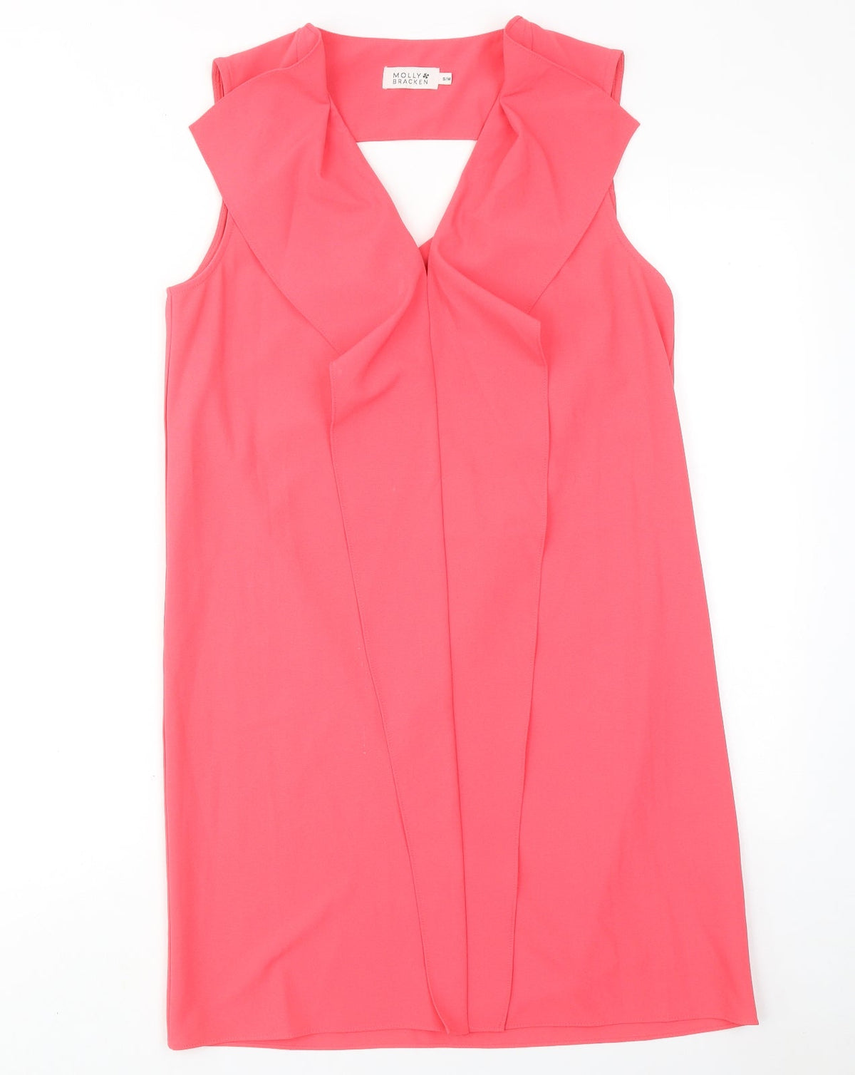Molly Bracken Womens Pink Polyester A-Line Size S V-Neck Pullover