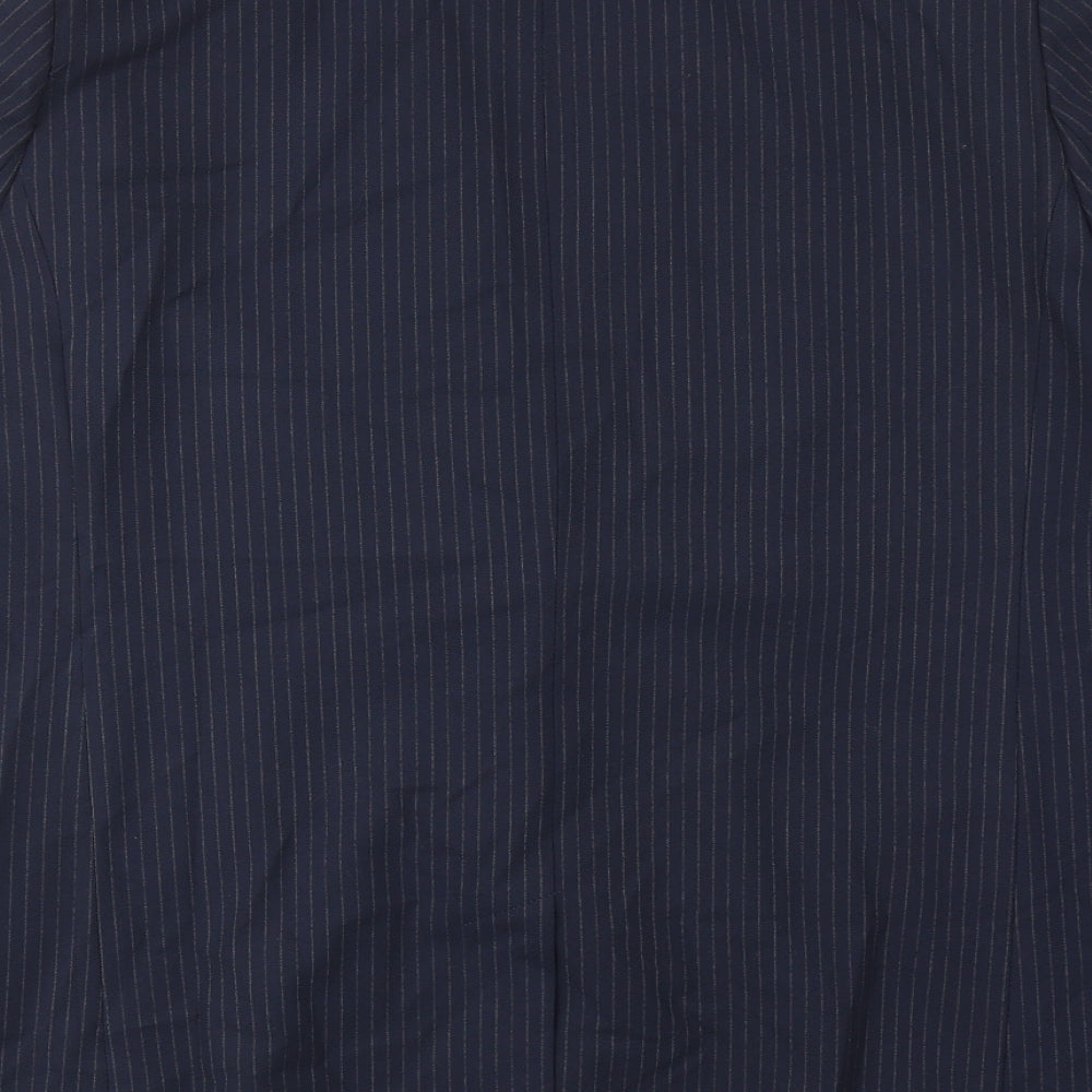 Marks and Spencer Womens Blue Pinstripe Polyester Jacket Suit Jacket Size 18