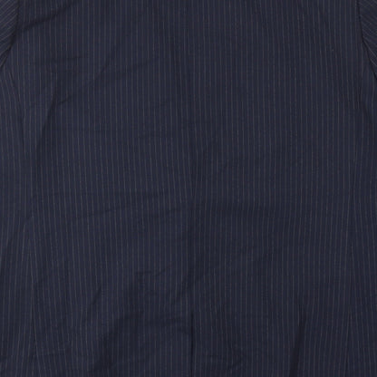 Marks and Spencer Womens Blue Pinstripe Polyester Jacket Suit Jacket Size 18