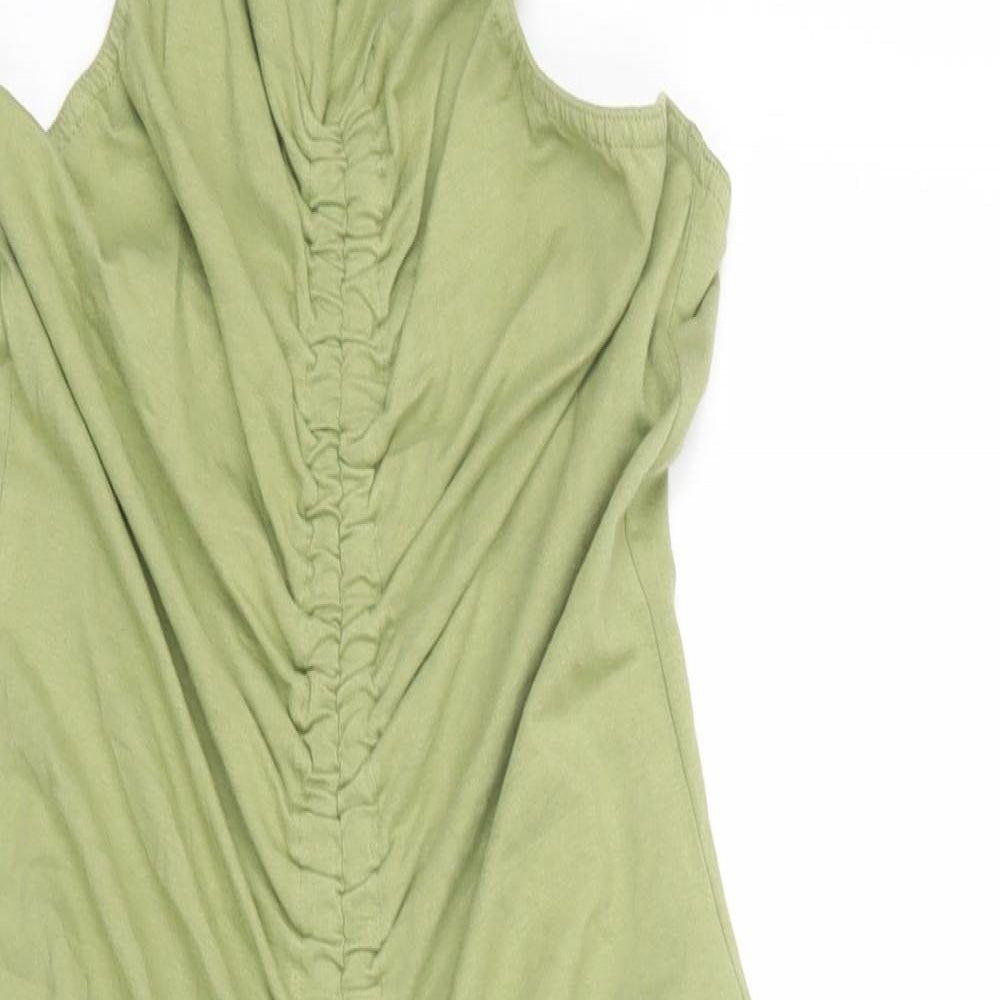 PRETTYLITTLETHING Womens Green Cotton Bodycon Size 12 Halter Button