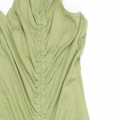 PRETTYLITTLETHING Womens Green Cotton Bodycon Size 12 Halter Button