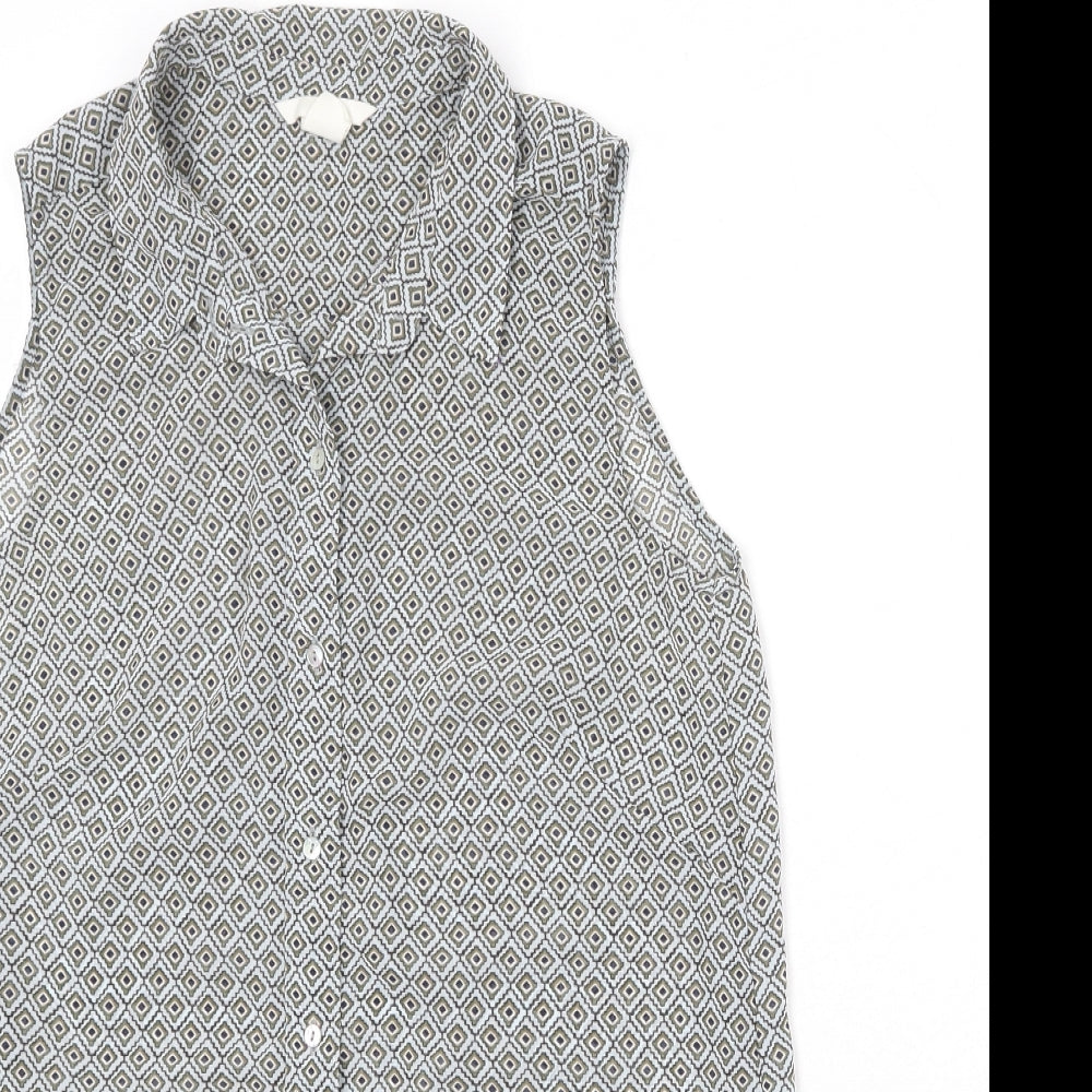 Womens UK Size 8 H&M Multicoloured Basic Button-Up
